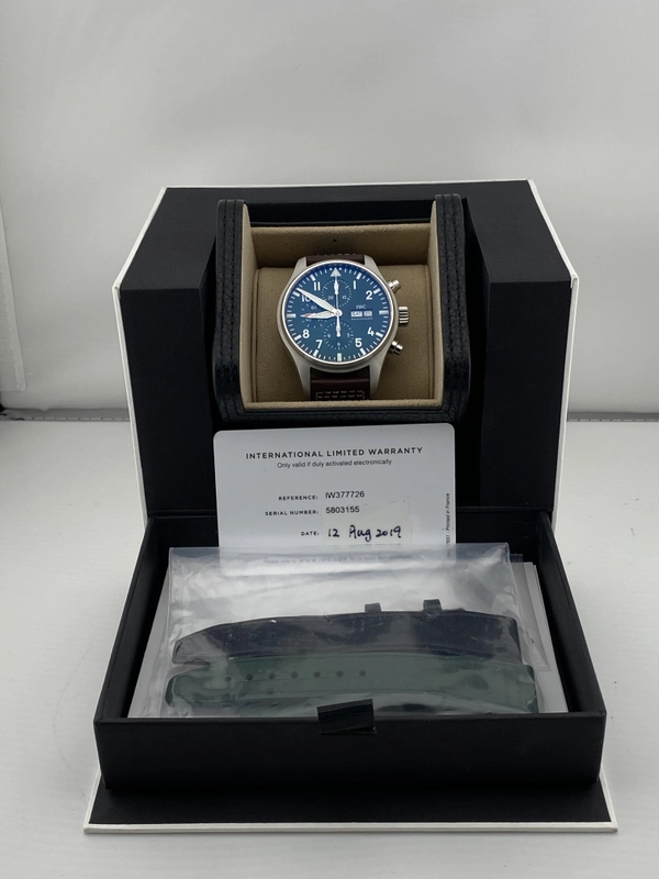Iwc Pilot's Watch Chronograph Edition Racing Green Dial on Leather Ref. IW377726 Complete 2019 view 6