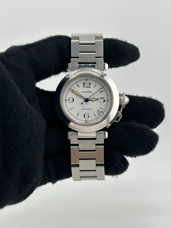 Cartier Pasha C White Dial on Stainless Steel Bracelet Ref. W31015M7