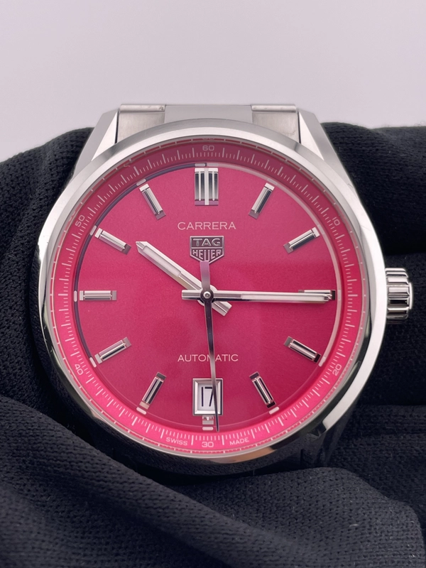 Tag Heuer Carrera Calibre 7 Pink Dial on Stainless Steel Ref. WBN2313.BA0001 Complete 2023 view 3