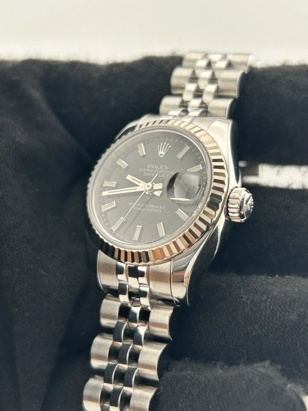 Rolex Datejust Lady Black Stick Dial on Jubilee D Link Bracelet Ref. 179174 Card 2010 view 2