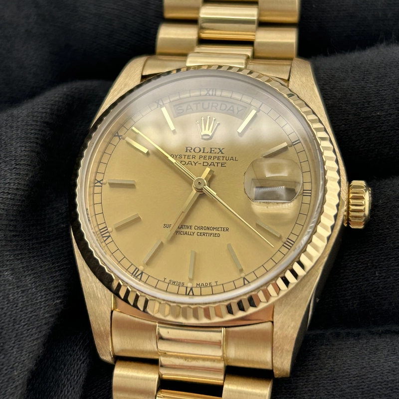 Rolex Day Date 36 Champagne Dial on President Ref. 18038 Papers 1981 view 3