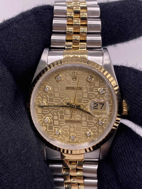 Rolex Datejust Champagne Anniversary Diamond Dial Dial on D Link Jubilee Bracelet Ref. 16233G 1991 view 2