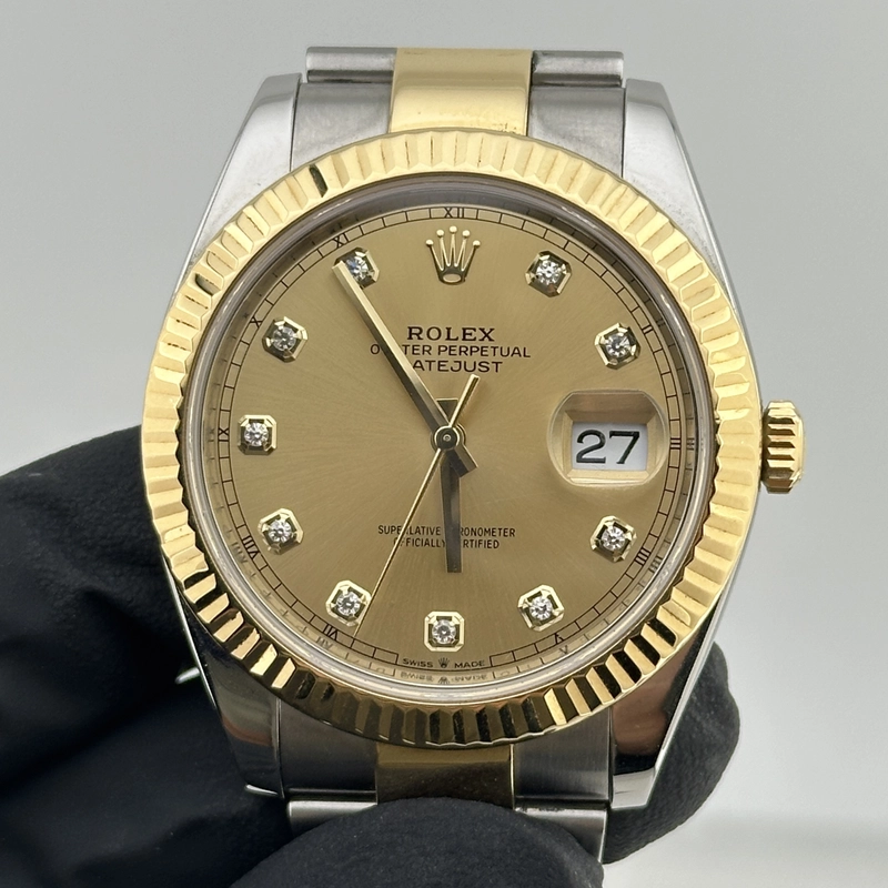 Rolex Datejust Champagne Diamond Factory Dial on Oyster Bracelet Ref. 126333 Card 2016 view 3