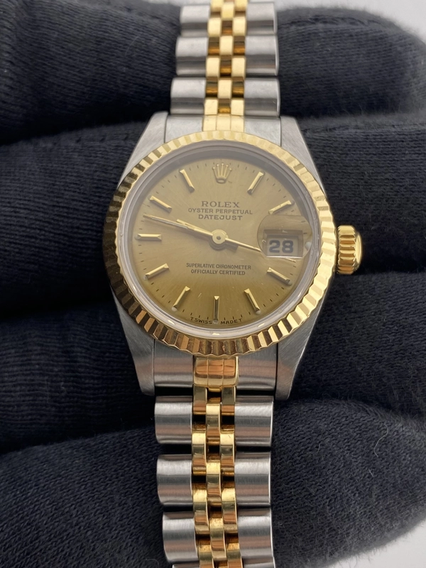 Rolex Datejust Lady Champagne Stick Dial on D Link Jubilee Ref. 69173 1995 view 3