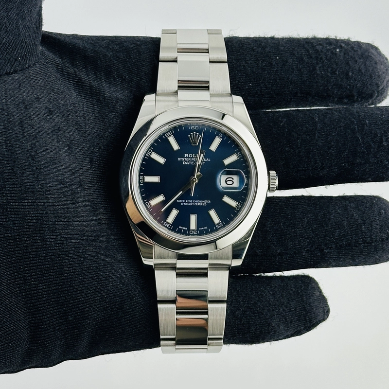 Rolex Datejust Blue Stick Dial on Oyster Bracelet Ref. 116300 Card 2016 view 3