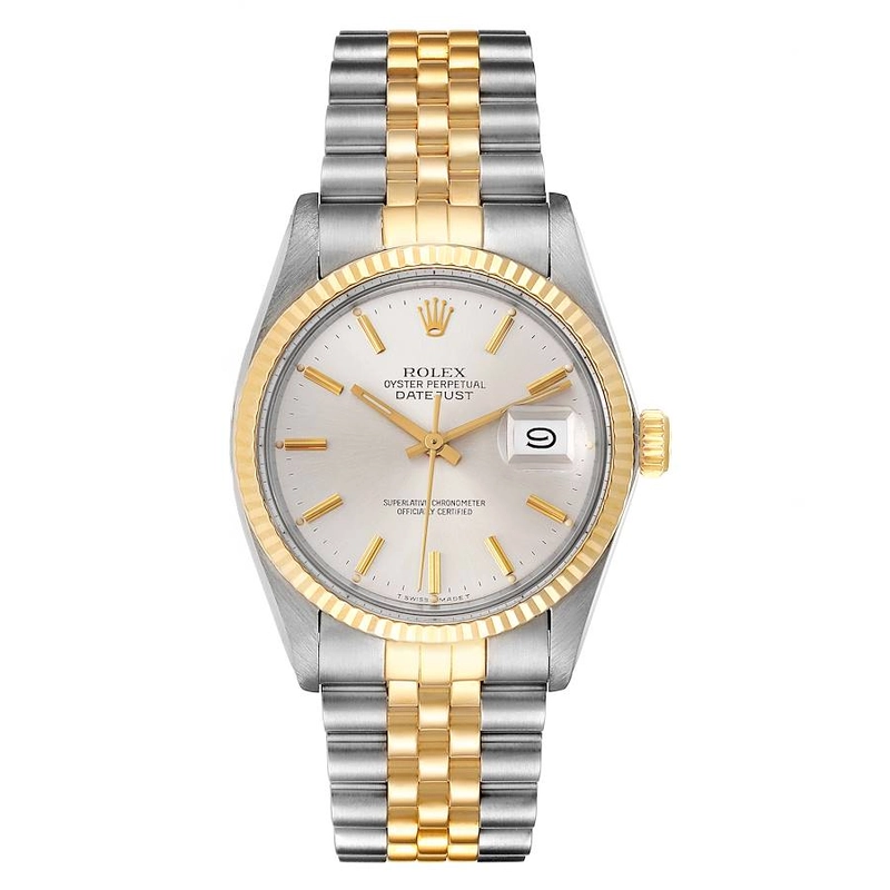 Rolex Datejust Silver / Gold Stick Dial on D Link Jubilee Bracelet Ref. 16013 1987