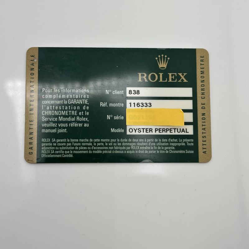 Rolex Datejust II Ivory Index Dial on Oyster Bracelet Ref. 116333 Card 2010 view 2