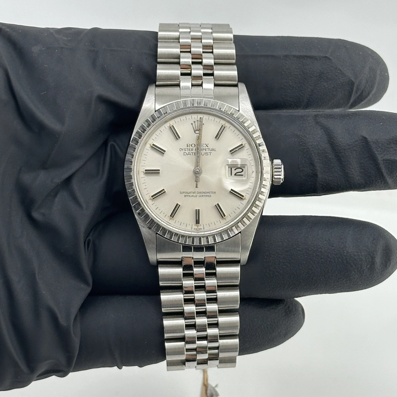Rolex Datejust Silver Stick Dial on D Link Jubilee Bracelet Ref. 16030 1988