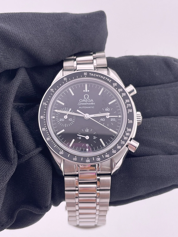 Omega Speedmaster Black Dial on Stainless Steel Bracelet Ref. 3539.5 Card Open Date view 2
