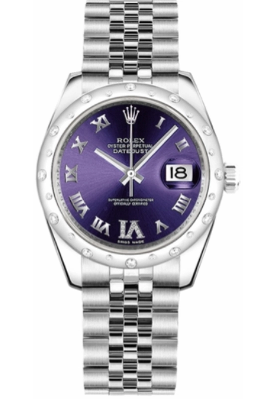 Rolex Datejust Purple Roman Dial on Jubilee Ref. 178344 Card 2021