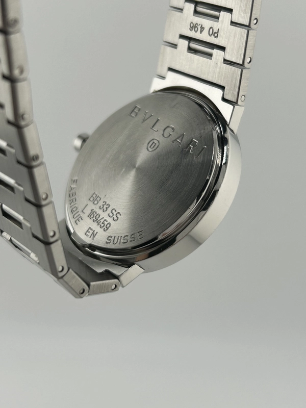 Bvlgari Bulgari Black Dial on Stainless Steel Bracelet Ref. BB33SS Complete 1997 view 7