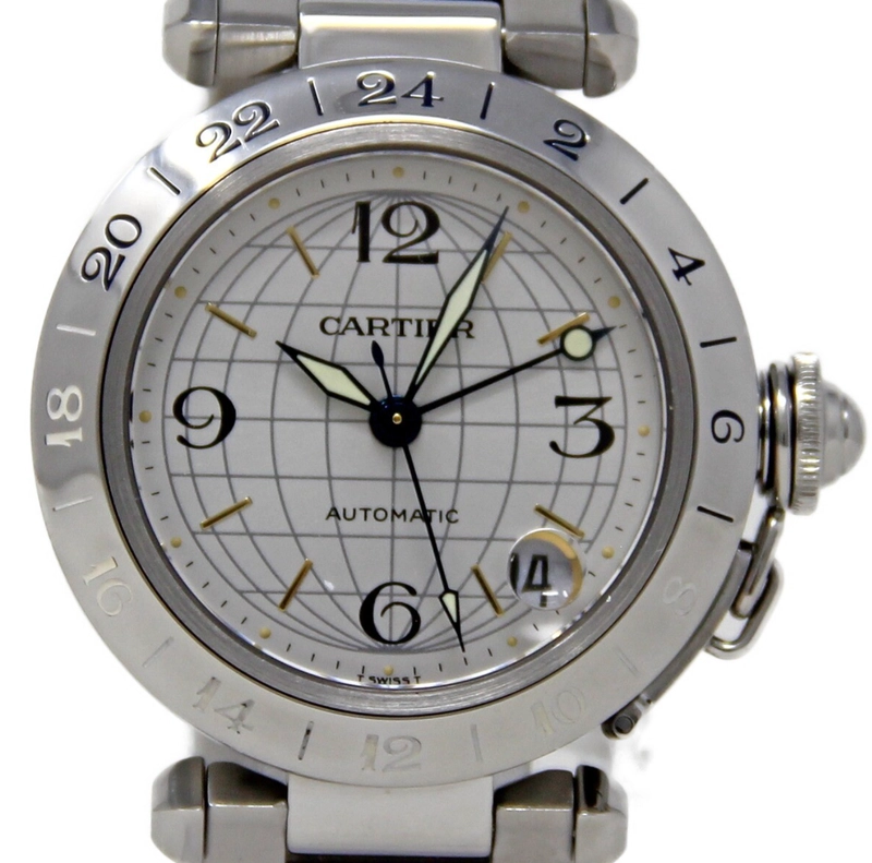 Cartier Pasha C Silver Dial on Stainless Steel Bracelet Ref. W31029M7