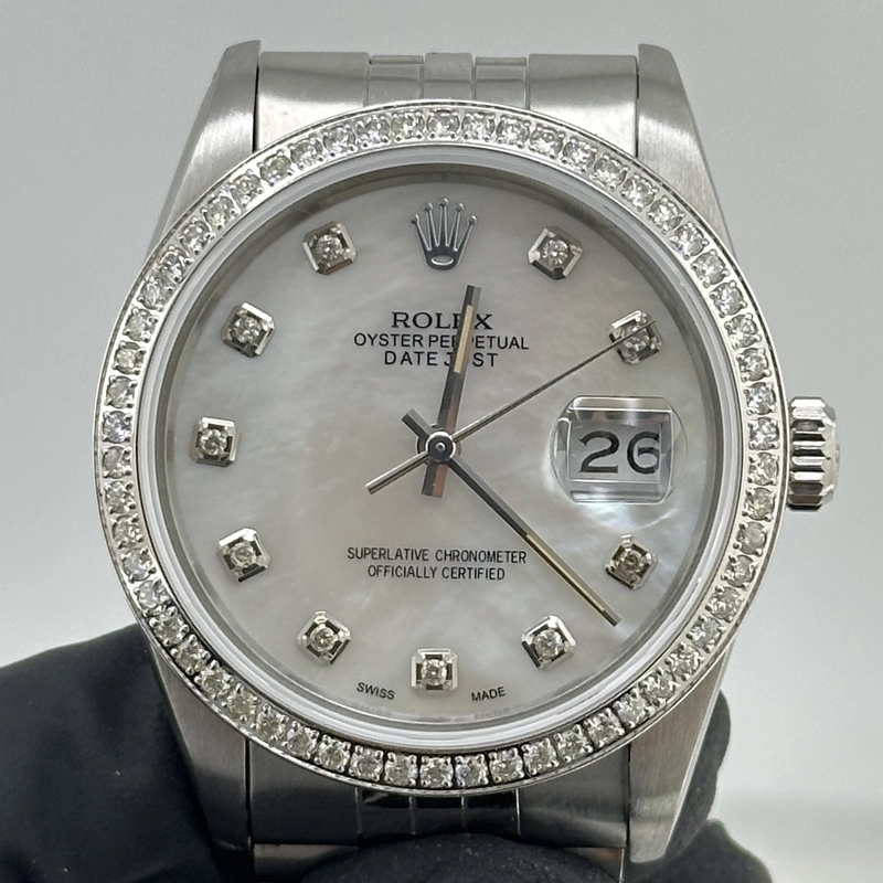 Rolex Datejust Am White Mop Diamond Dial on Jubilee D Link Bracelet Ref. 16030 1982 view 2