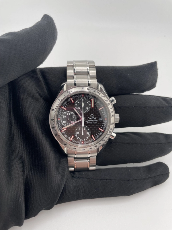 Omega Speedmaster Racing Black Dial on Stainless Steel Bracelet Ref. 3519.50 Complete Open Date view 3