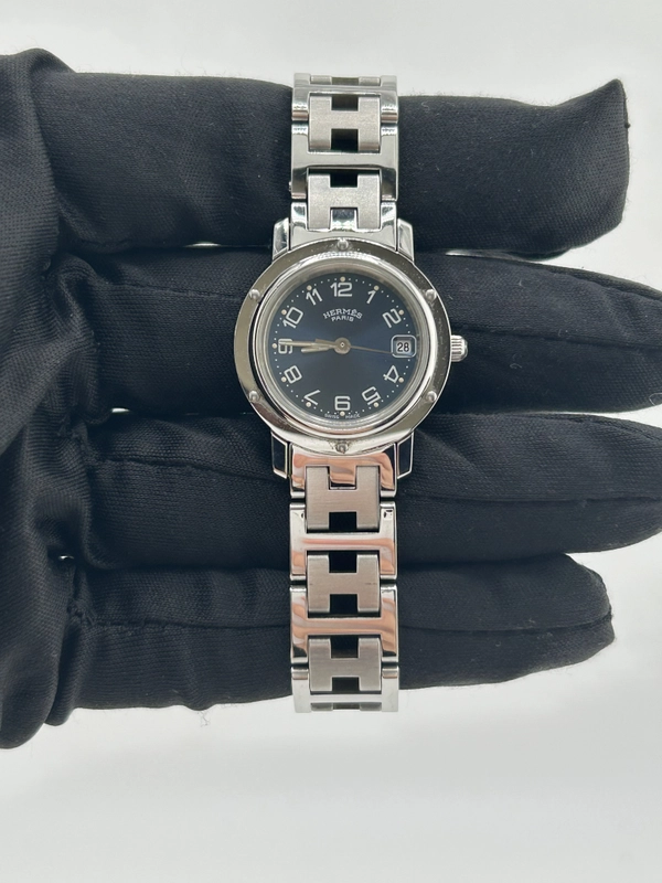 Hermes Clipper Blue Arabic Numerals Dial on Stainless Steel Bracelet Ref. CL4.210 view 2