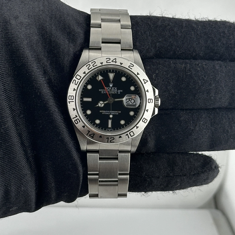 Rolex Explorer II Black Dial on Oyster Ref. 16570 Papers Open Date view 2