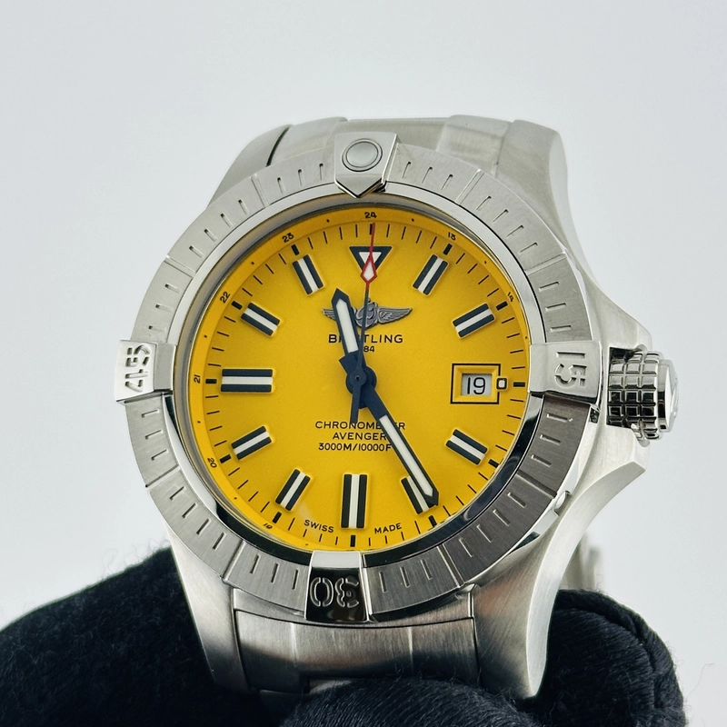 Breitling Avenger Seawolf Yellow Dial on Stainless Steel Bracelet Ref. A17319 Card 2024 view 3