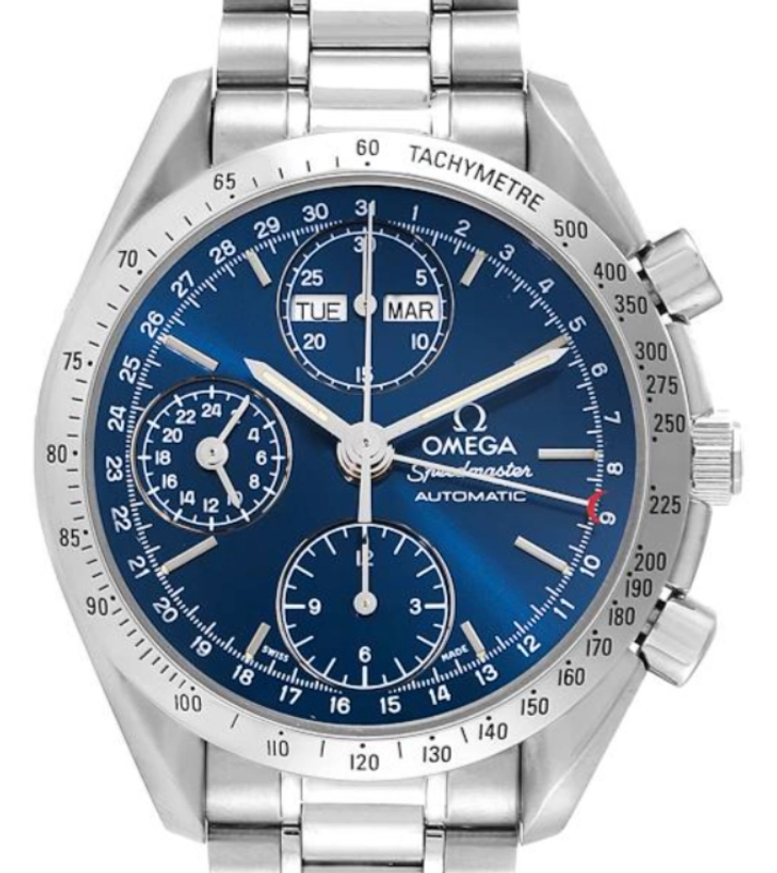 Omega Speedmaster Day Date Blue Dial on Stainless Steel Bracelet Ref. 3521.80.00