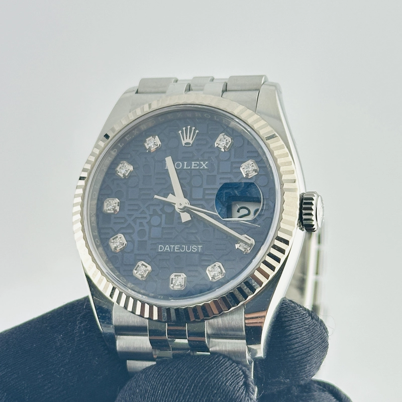 Rolex Datejust 36 Blue Jubilee Diamond Factory Dial on D Link Jubilee Bracelet Ref. 126234 Card 2021 view 3