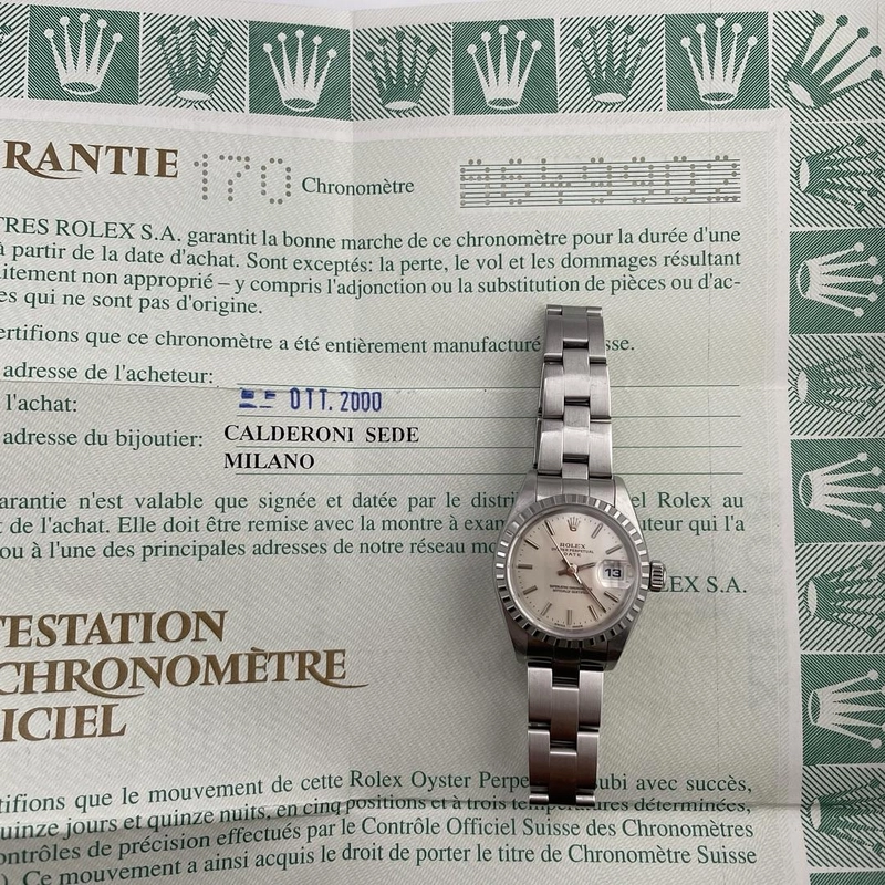 Rolex Datejust Silver Stick Dial on Oyster Bracelet Ref. 79240 Papers 2000 view 4