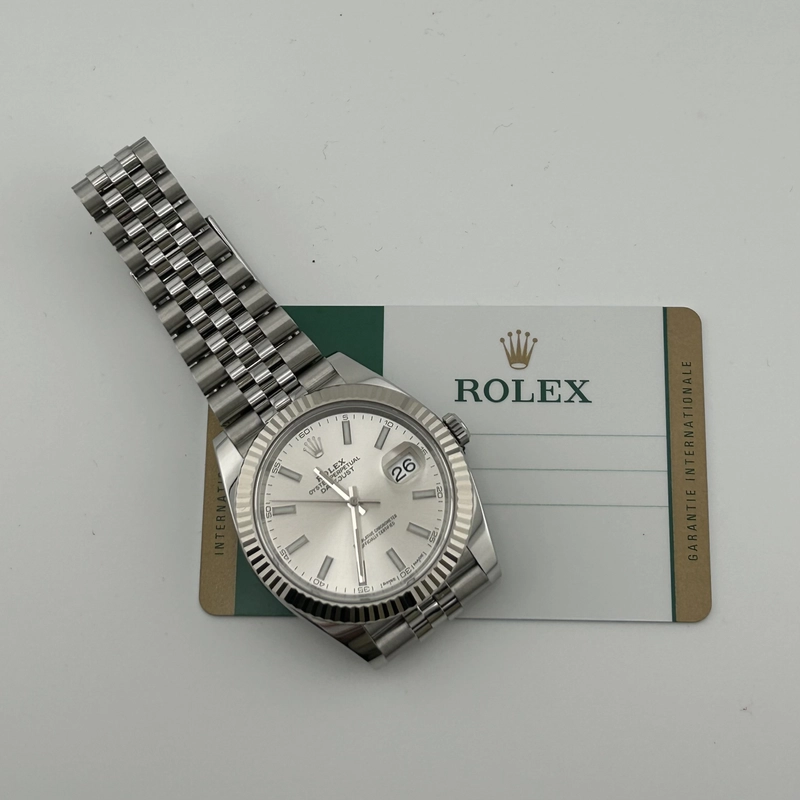 Rolex Datejust Silver Index Dial on D Link Jubilee Bracelet Ref. 126334 Card 2017 view 7