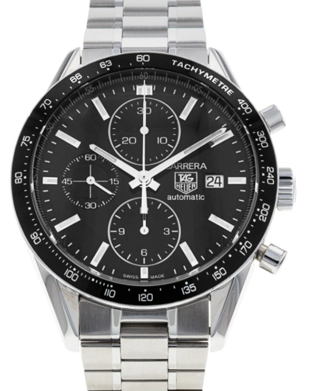 Tag Heuer Carrera Calibre 16 Black Dial on Stainless Steel Bracelet Ref. CV201E.BA0794 Complete 2013
