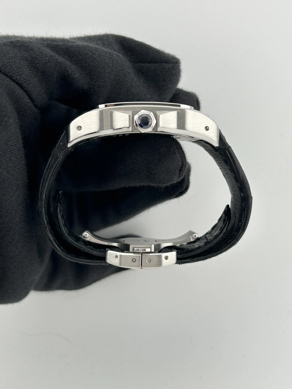 Cartier Santos 100 Large Silver Roman Numerals Dial on Leather Ref. W2007GX Manuals Only view 5