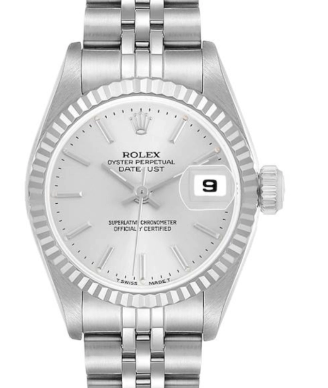 Rolex Datejust Lady Silver Stick Dial on Jubilee D Link Bracelet Ref. 69174 Papers 1992