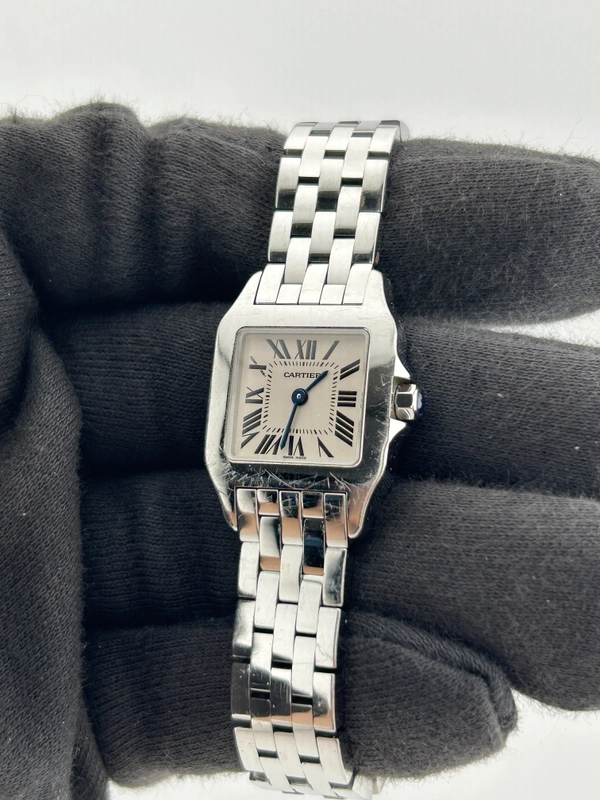 Cartier Santos Demoiselle White Roman Numerals Dial on Stainless Steel Bracelet Ref. W25064Z5 Manuals Only and Box view 3