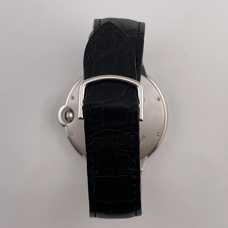 Cartier Ballon Bleu Blue Dial on Leather Ref. 3377 Papers Open Date view 2