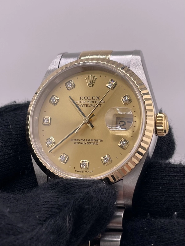 Rolex Datejust Champagne Diamond Factory Dial on Jubilee Ref. 16233 Papers 2003 view 3