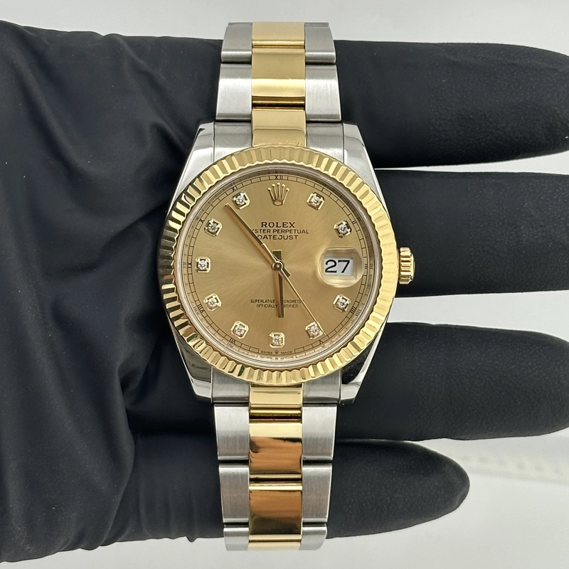 Rolex Datejust Champagne Diamond Factory Dial on Oyster Bracelet Ref. 126333 Card 2016 view 2