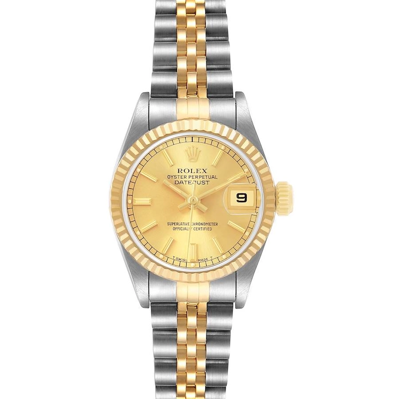 Rolex Datejust Lady Champagne Stick Dial on D Link Jubilee Ref. 69173 Papers