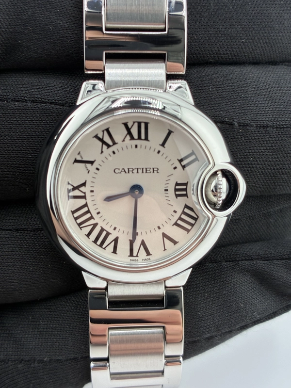 Cartier Ballon Bleu Silvered Opaline Dial on Stainless Steel Bracelet Ref. W69010Z4 Papers 2013 view 2