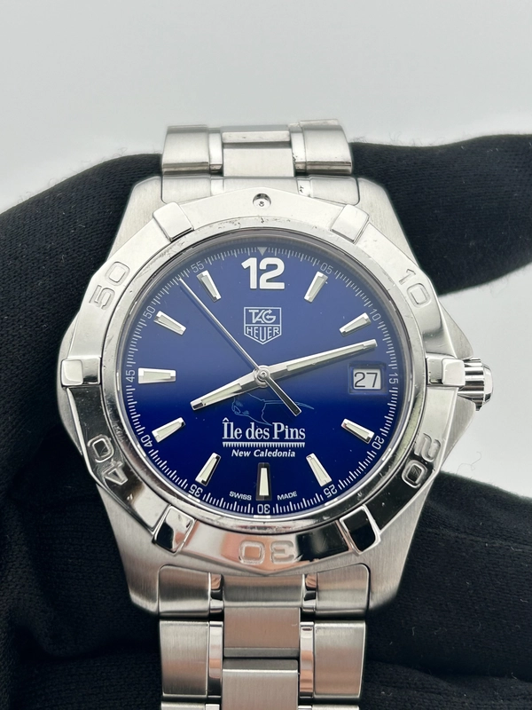 Tag Heuer Aquaracer Île des Pins Blue Dial on Stainless Steel Bracelet Ref. WAF211T Complete 2009 view 3