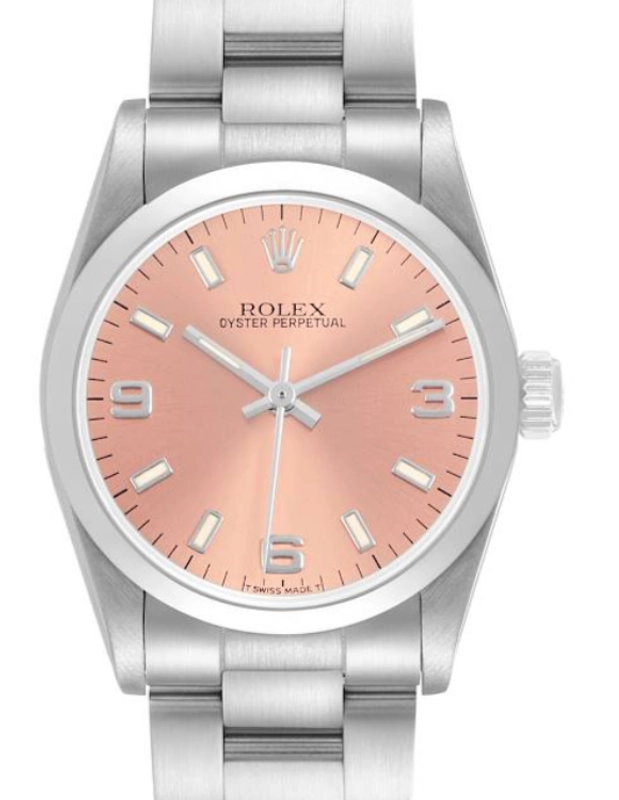 Rolex Oyster Perpetual Salmon / Arabic Numerals Dial on Oyster Bracelet Ref. 67480 Papers 1998