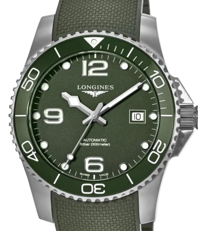 Longines Hydroconquest Green Dial on Rubber Band Ref. L3.782.4/4.06.9 Complete 2026