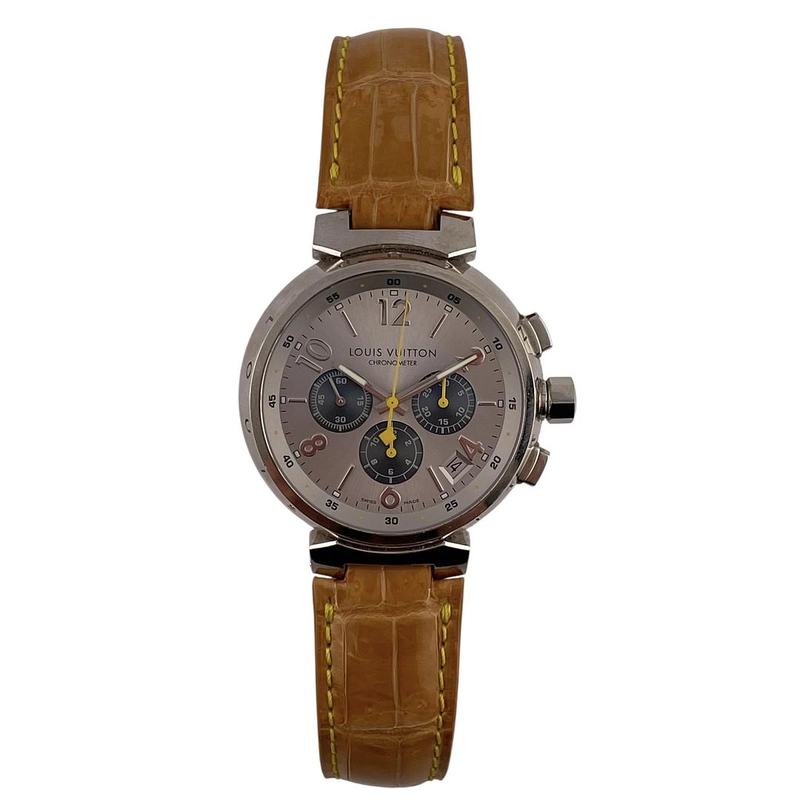 Louis Vuitton Tambour Slate Grey Dial on Leather Strap Ref. Q11430