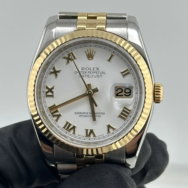Rolex Datejust White Roman Dial on 2 Tone Jubilee D Link Bracelet Ref. 116233 Card 2010 view 3