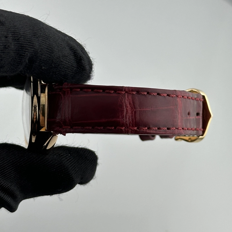 Cartier Cle Silver Roman Dial on Maroon Leather Ref. 3947/WGCL0010 Complete 2016 view 5