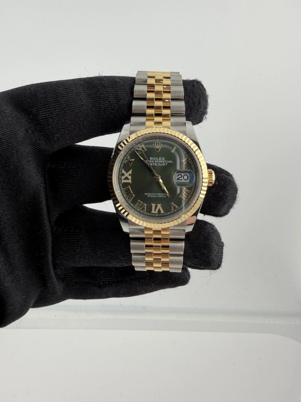 Rolex Datejust Olive Green Roman Dial on Jubilee Ref. 126233 Card 2026 view 2