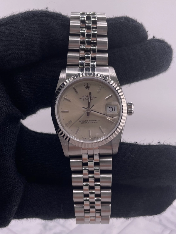 Rolex Datejust Silver Stick Dial on D Link Jubilee Ref. 68274 1987 view 2