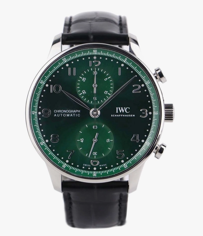 Iwc Portuguese Green Dial on Leather Strap Ref. IW371615