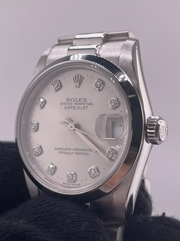 Rolex Datejust Silver Diamond Dial on President Ref. 68246 Papers 1991 view 3