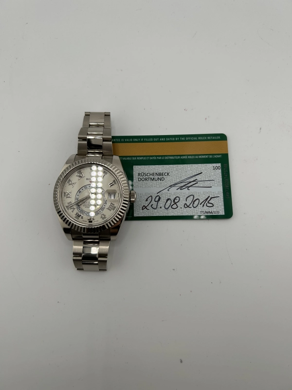 Rolex SkyDweller Ivory Satin Finish Roman Dial on Oyster Steel Bracelet Ref. 326939 Card 2015 view 7