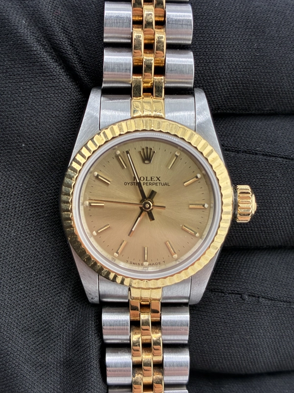 Rolex Oyster Perpetual Champagne Stick Dial on Jubilee Ref. 67193 1895 view 2