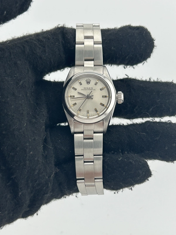 Rolex Oyster Perpetual Silver Index Dial on Oyster Steel Bracelet Ref. 6718 1978 view 2