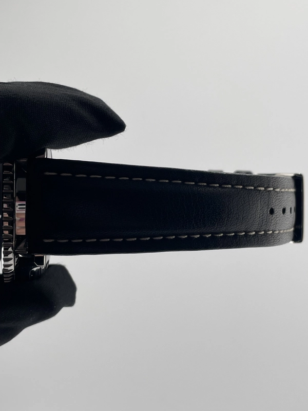 Breitling Old Navitimer Black Dial on Black Leather Strap Ref. A13322 Papers 2001 view 5