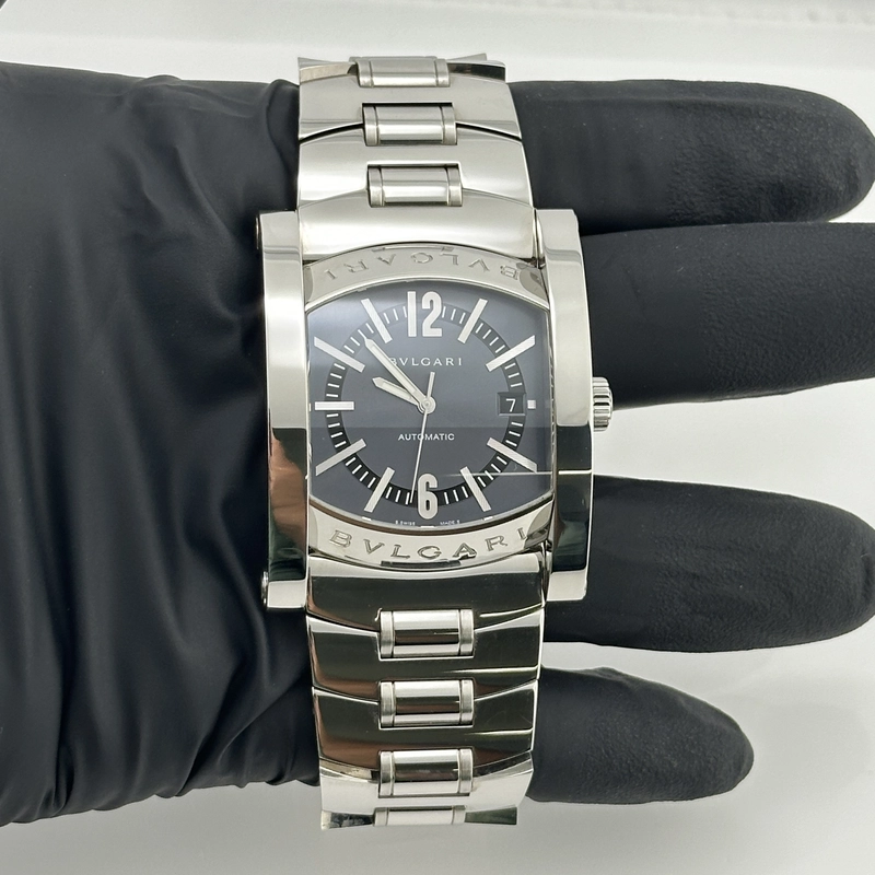 Bvlgari Assioma Black Dial on Stainless Steel Bracelet Ref. AA48S/AA48C14SSD Complete 2006 view 2