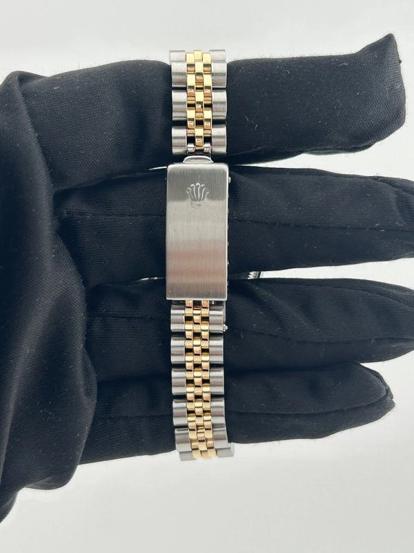 Rolex Date Lady Champagne Stick Dial on 2 Tone Jubilee D Link Bracelet Ref. 69173 1986 view 3